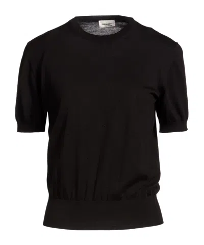 Saint Laurent Solid Wool Knit Sweater In Black