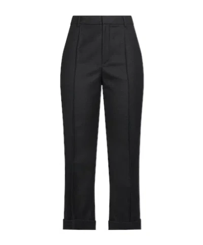 Saint Laurent Solid Wool Straight-leg Trousers In Black