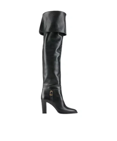 Saint Laurent Solidcolor Long Boots In Black