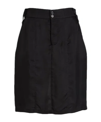 Saint Laurent Solid-color Satin Umbrella Skirt In Black