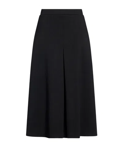Saint Laurent Solid-color Wool Pleated Skirt In Black