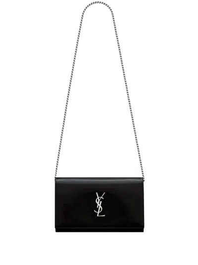 Saint Laurent Sophisticated Black Leather Crossbody Handbag With Silver Hardware In Nero