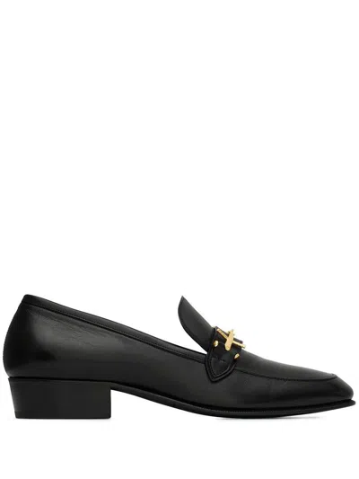 Saint Laurent Sophisticated Black Leather Slippers For Men