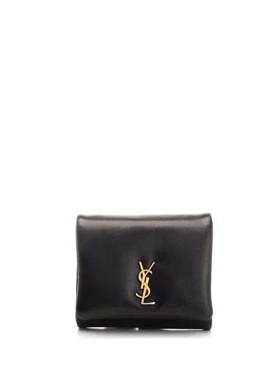 Saint Laurent Sophisticated Black Leather Wallet For Women In Nero
