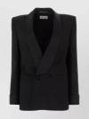 Saint Laurent Double-breasted Long-sleeved Jacket In Black