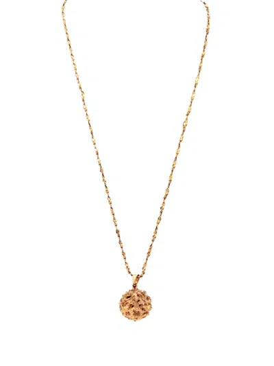 Pre-owned Saint Laurent Sphere-pendant Necklace In Gold
