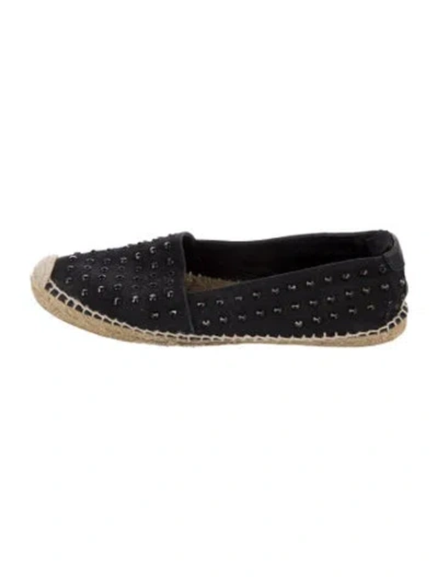 Pre-owned Saint Laurent Spike Accents Canvas Espadrilles In Black