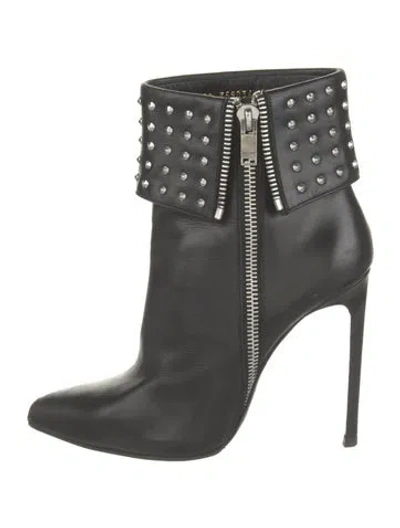 Pre-owned Saint Laurent Spike Accents Leather Boots In Black