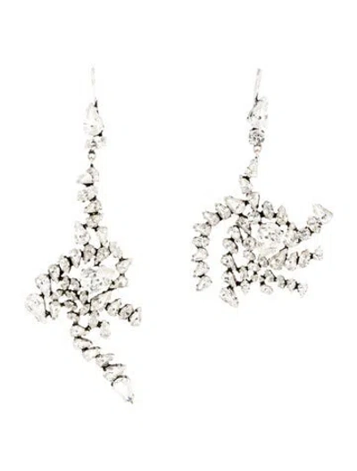 Pre-owned Saint Laurent Spiral Rhinestone Drop Earrings In Multi
