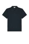 Saint Laurent Recycled Material Polo Shirt With Cassandre Embroidery In Marine
