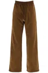Saint Laurent Cotton Joggers With Back Pockets And Elastic Waistband In Brown