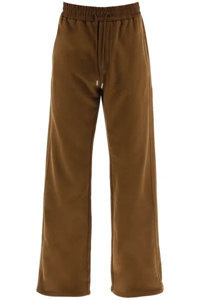 Saint Laurent Sporty Pants With Satin Waistband In Brown