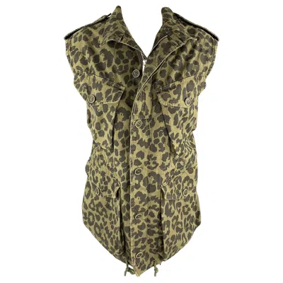 Pre-owned Saint Laurent Spring 2016 Size 6 Olive & Black Cotton Vest