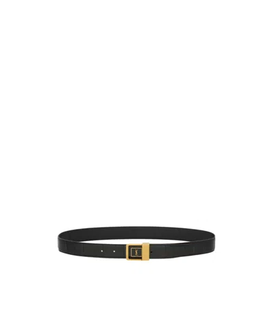 Saint Laurent Square Buckle Belt In Black