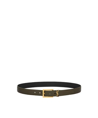 Saint Laurent Square Buckle Belt In Light Musk