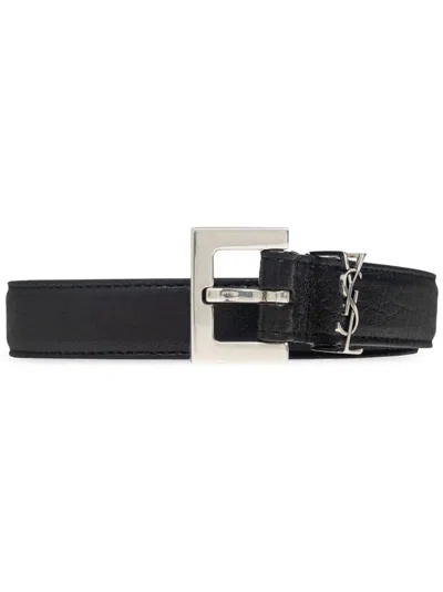 SAINT LAURENT SQUARE BUCKLE CASSANDRE BELT