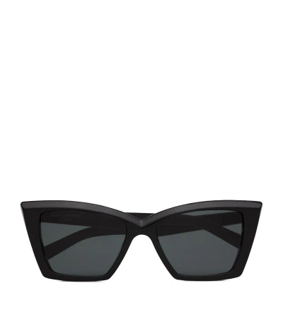Saint Laurent Square Cat Eye Sunglasses In Black