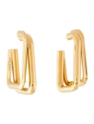 Pre-owned Saint Laurent Square Double Hoop Earrings In Multi