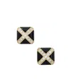 Saint Laurent Rhinestone Square Earrings In Yellow