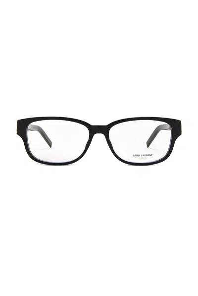 Saint Laurent Square Eyeglasses In Black & Transparent