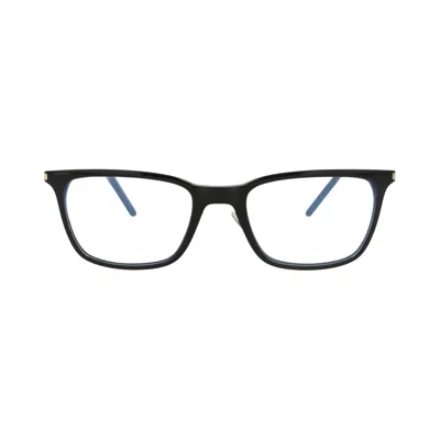 Pre-owned Saint Laurent Square Frame Acetate Optical Frames 'black/silver/transparent' | Men's Size Onesize