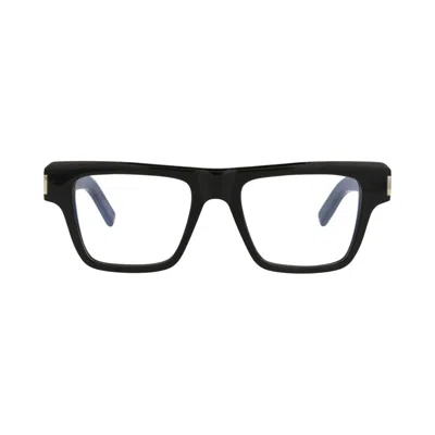 Pre-owned Saint Laurent Square Frame Acetate Optical Frames 'black/transparent' | Men's Size Onesize