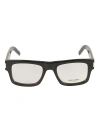 Saint Laurent Square Frame Flame Effect Glasses In Black/crystal/transparent