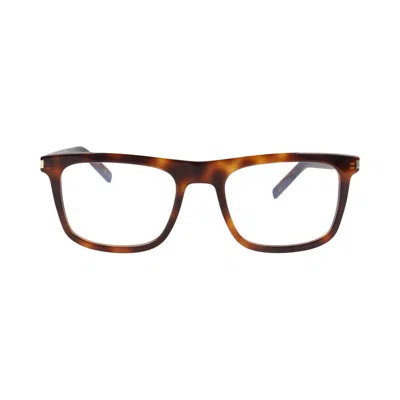 Pre-owned Saint Laurent Square Frame Eyeglasses 'havana' | Brown | Men's Size Onesize