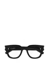 Saint Laurent Square Frame Glasses In 001 Black Crystal Transpa