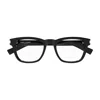 Saint Laurent Square Frame Glasses In 001 Black Crystal Transpa
