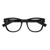 Saint Laurent Square Frame Glasses In 001 Black Crystal Transpa
