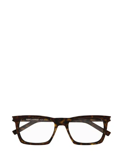 Saint Laurent Square-frame Glasses In 003 Havana Havana Transpa