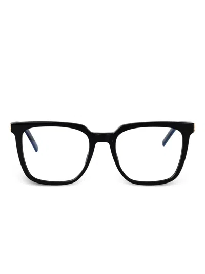 Saint Laurent Havana-havana-transparent Recycled Acetate Glasses In Brown