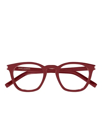Saint Laurent Square-frame Glasses In Red