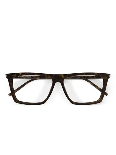Saint Laurent Square-frame Glasses In Brown