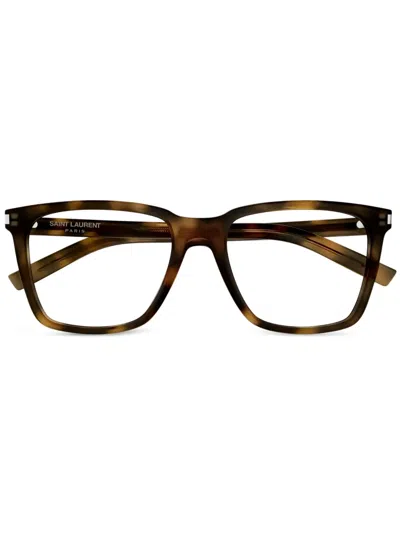 Saint Laurent Square-frame Glasses In Brown