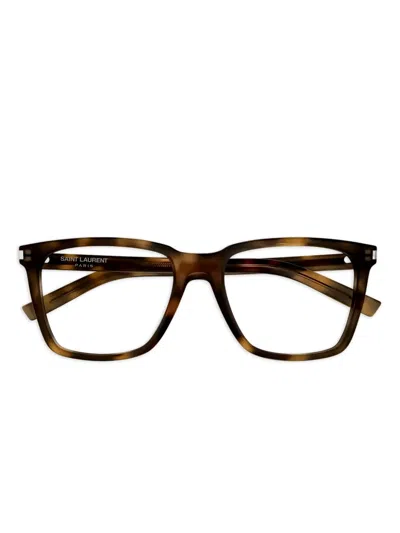 Saint Laurent Square-frame Glasses In Brown