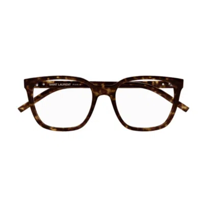 Saint Laurent Square Frame Glasses In Brown