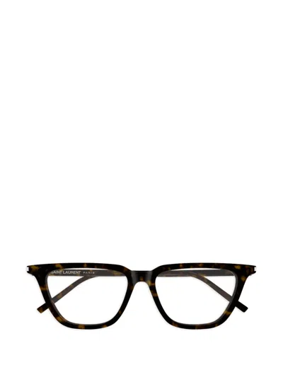 Saint Laurent Square-frame Glasses In Brown