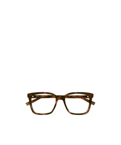 Saint Laurent Square-frame Glasses In Brown