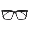 Saint Laurent Logo-engraved Square-frame Glasses In 001 Black Black Transparent