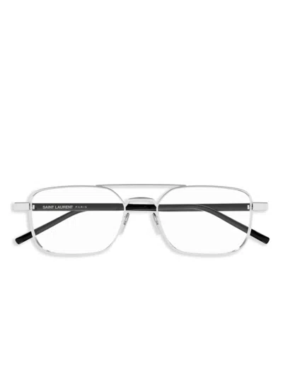 Saint Laurent Square-frame Glasses In Metallic