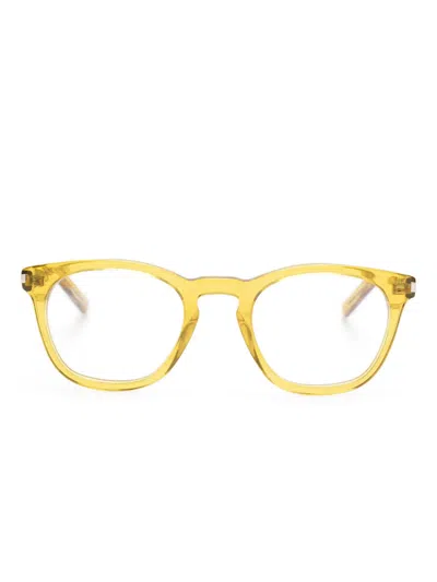 Saint Laurent Square-frame Glasses In Yellow