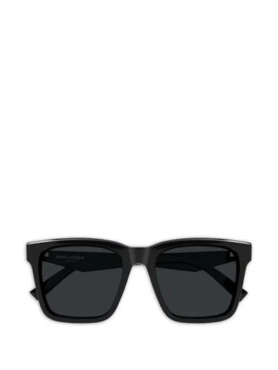 Saint Laurent Square-frame Logo-detail Sunglasses In Black