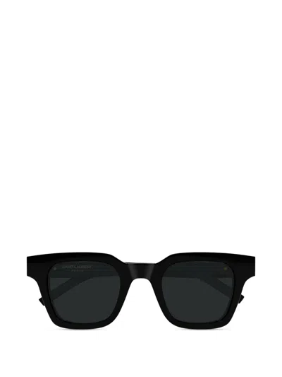 Saint Laurent Square-frame Logo.plaque Sunglasses In Black