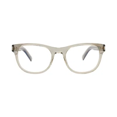 Pre-owned Saint Laurent Square Frame Recycled Acetate Optical Frames 'beige/transparent' | Cream | Men's Size  In White