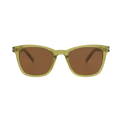 Pre-owned Saint Laurent Square-frame Recycled Acetate Sunglasses 'green Brown' | Women's Size Onesize