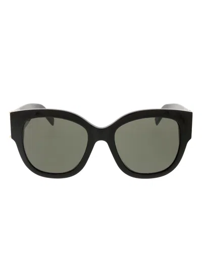 Saint Laurent Square Frame Sunglasses In 001 Black Black Grey