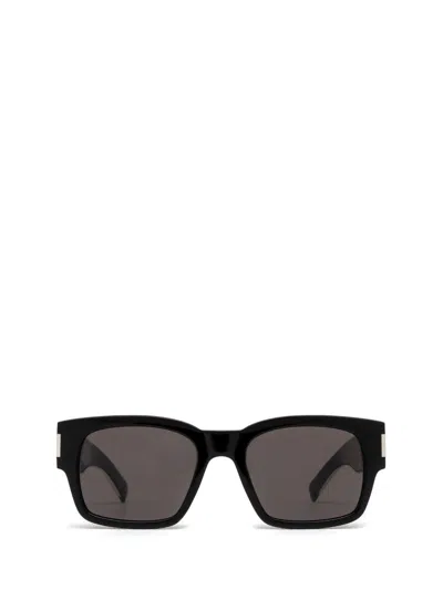 Saint Laurent Square Frame Sunglasses In 001 Black Crystal Black