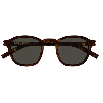 Saint Laurent Square Frame Sunglasses In 002 Havana Havana Grey